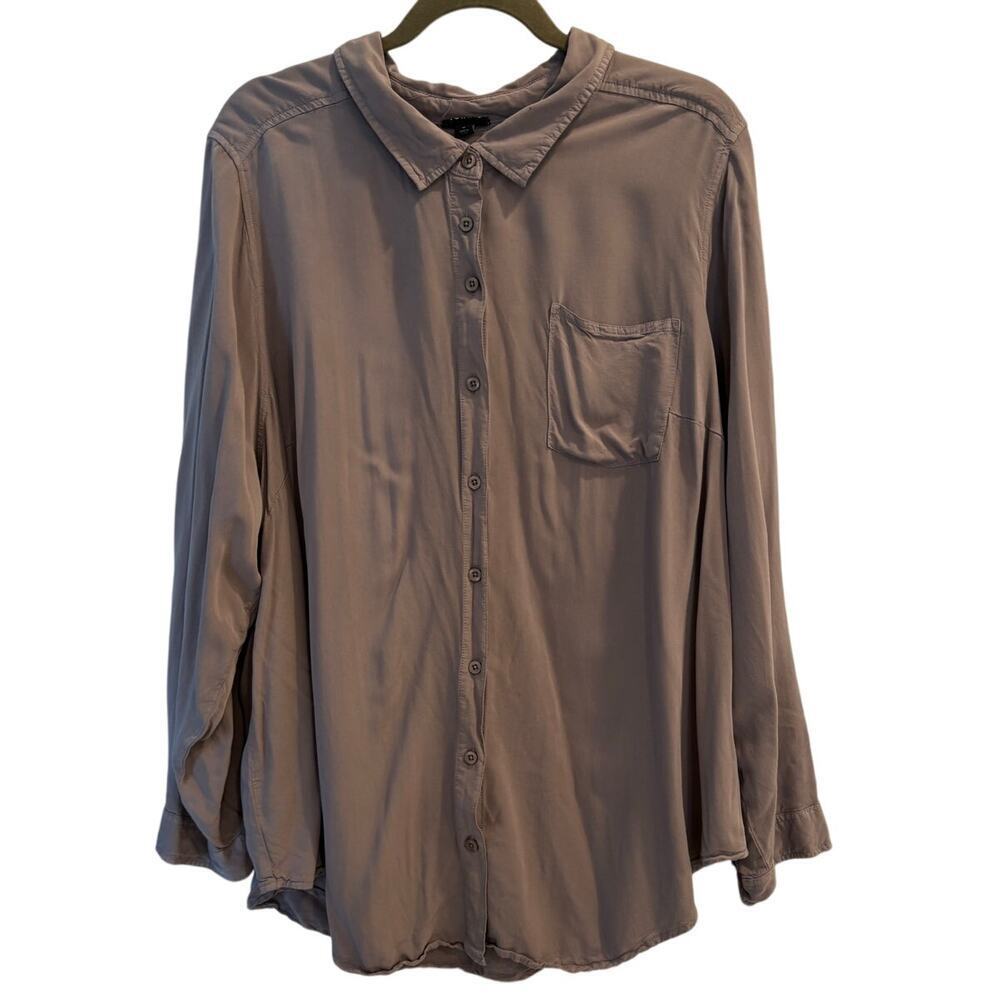 Torrid Size 3 3X Gray Button Up Long Sleeve Blouse Casual Relaxed